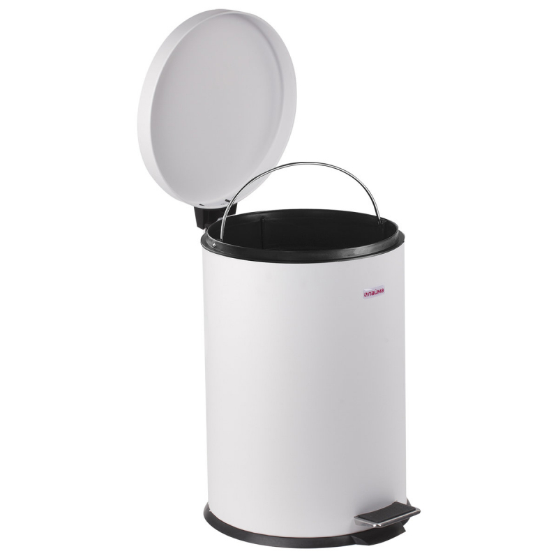 Ведро мусорное с педалью 20 л LAIMA Classic, металл, глянц., белое