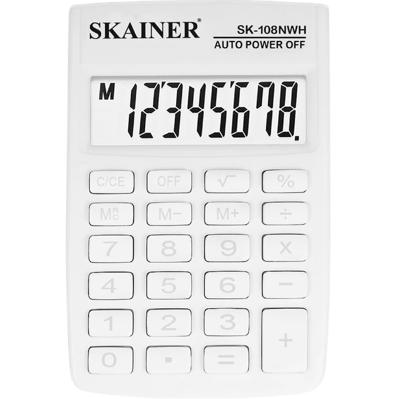 Калькулятор 08 раз. (58*88*10) SKAINER / SK-108 NWH/ белый
