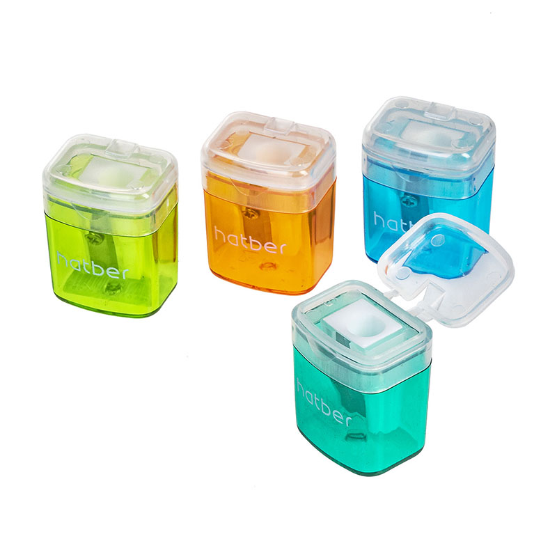 Точилка пласт. с контейн., Hatber PRIME-S, ассорти/12