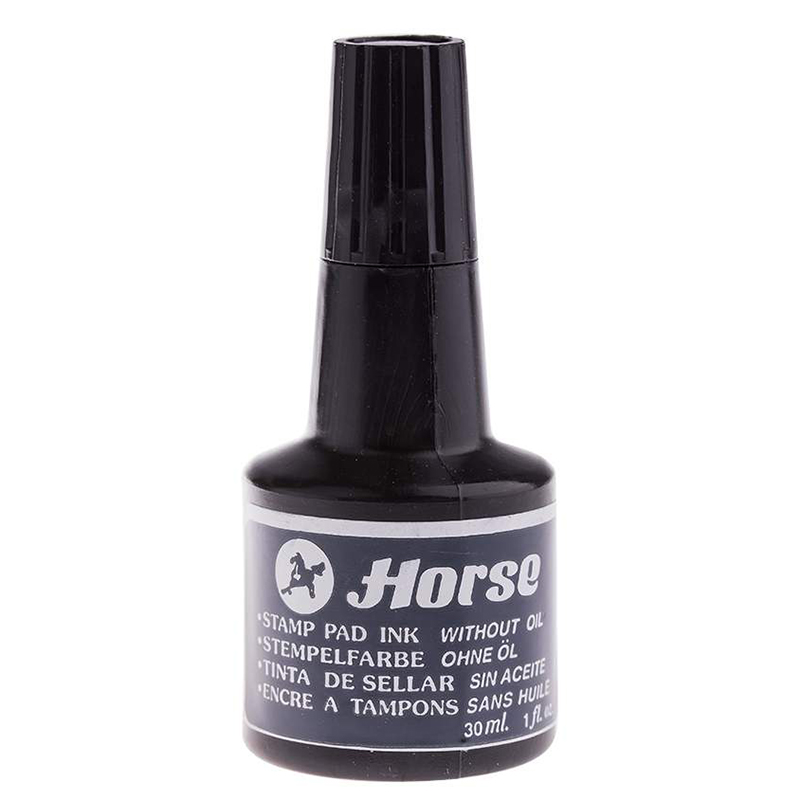 КРАСКА  штемп. 30 мл. HORSE,черная/12/240