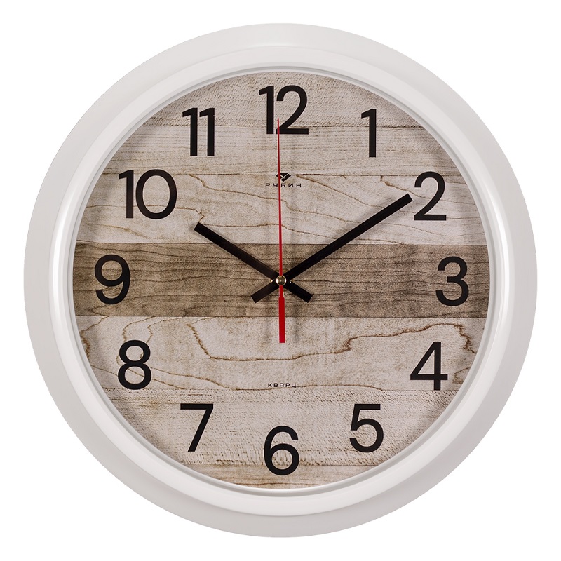 Часы настенные круг "Рубин. Текстура дерева" 30см., белый