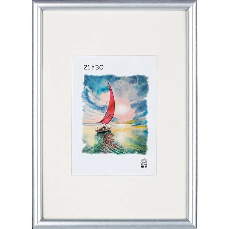 Фоторамка А4 пласт./Зебра/ 21х30см, серебро, вставка пластик/25