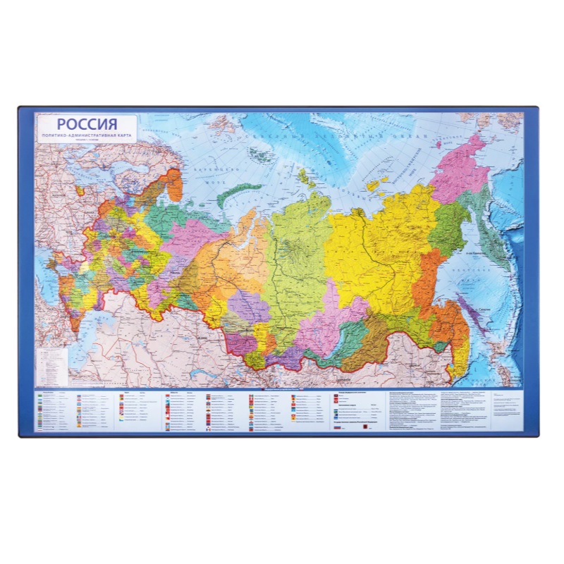 Коврик-подкладка настольная для письма "Brauberg"/картон + ПВХ . (59x38см), с картой России