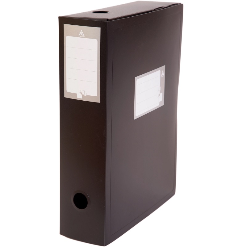 Короб архивный пластик.  80мм. Бюрократ, на застежке, пластик 0.8мм, черный