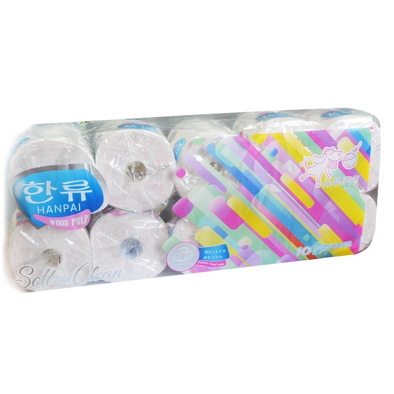 Бумага туалетная "HANPAI" Радуга 3-х сл.(в упак.10 рул.), уз.втулка /