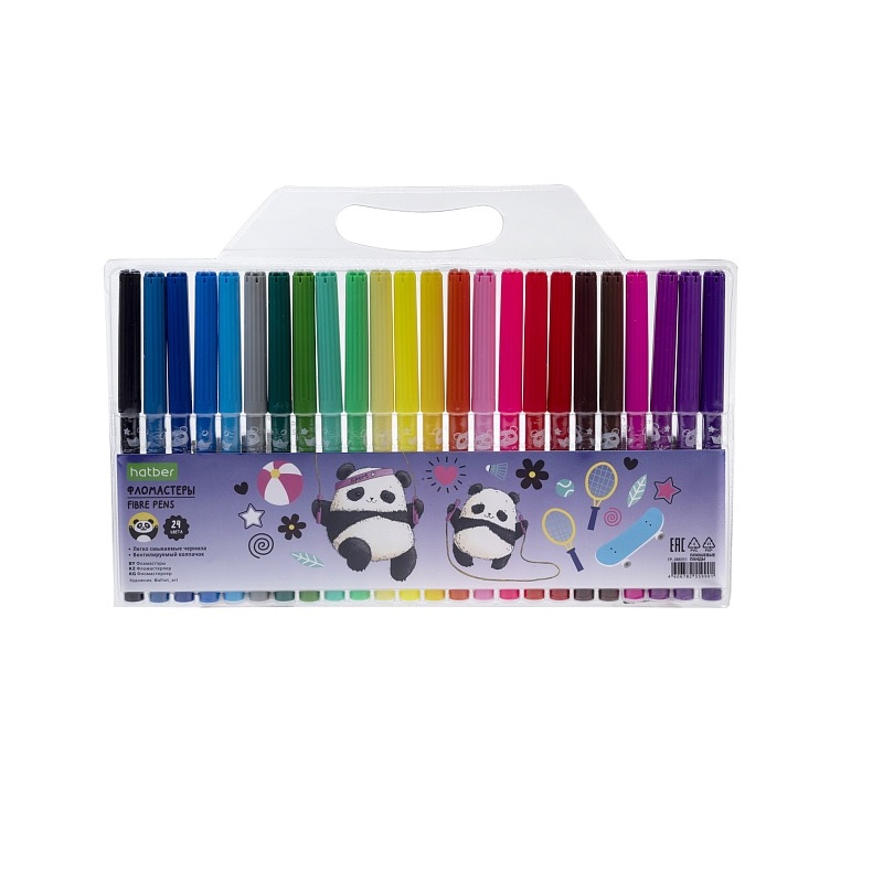 Фломастеры  24 цв. "Хатбер ECO" Плюшевые панды, блистер