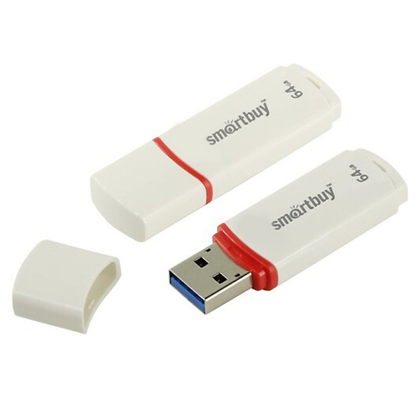 Память USB 2.0 FlashDrive 64GB SMARTBUY Crown, белый