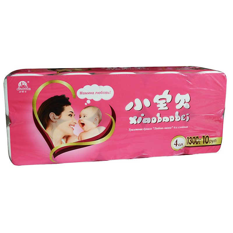 Бумага туалетная "Любовь матери" 4-х сл.(в упак.10 рул.) 20,5м, б/втулки
