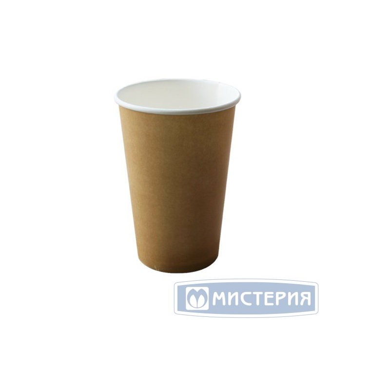 М/Стакан бумажный (0,35) (50шт.) КРАФТ-БЕЛЫЙ., коричневый