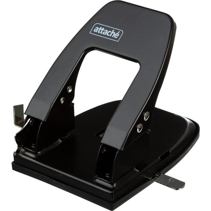 Дырокол на  30л. Attache метал.,черный, с линейкой /
