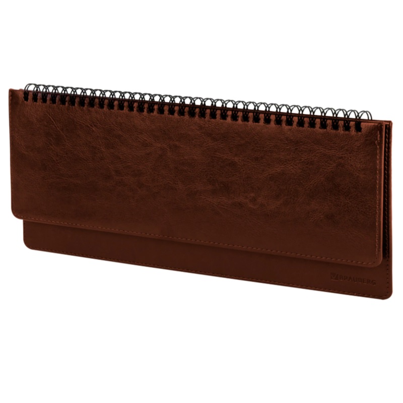 Планинг недат. 305х140, 60л., BRAUBERG "Imperial", гребень, под кожу, коричневый