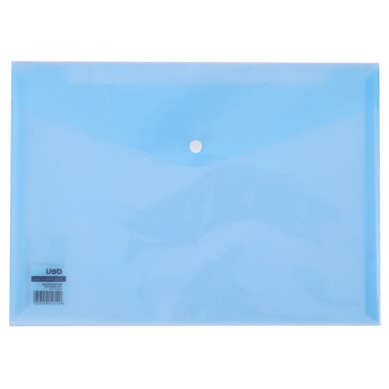 Конверт на кнопке А4 Deli пластик (0,16мм), синий