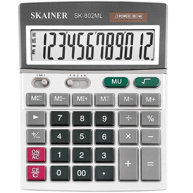Калькулятор 12 раз. (140*176*45) SKAINER / SK- 802ML/ сер./черн.