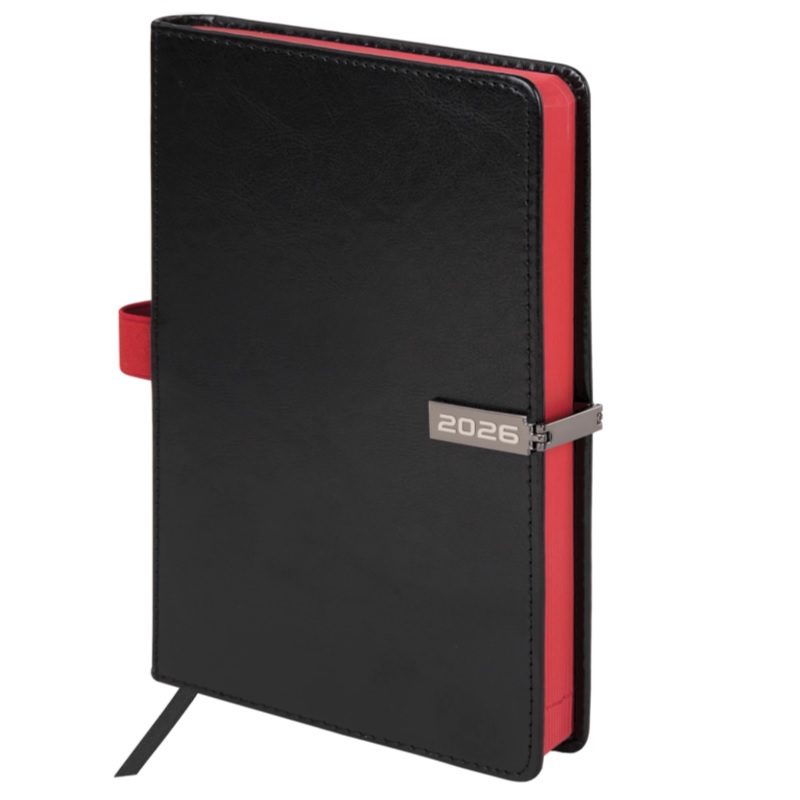 2026/Ежедневник А5 BRAUBERG Inspiration, 138*213, под кожу, цв.срез, черный