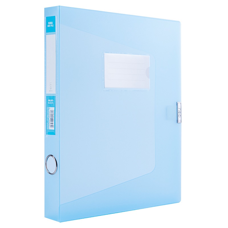 Короб архивный пластик Deli 35мм. А4, липучка, перепл.кореш. синий