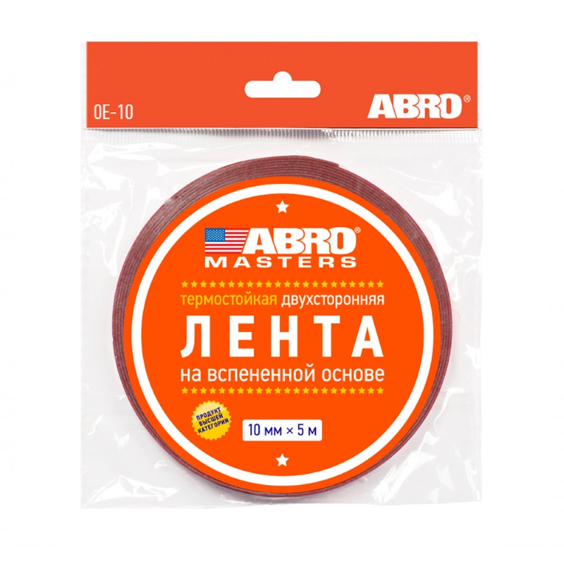 Скотч двусторонний вспенен. основа 10 мм.*5м белая ABRO