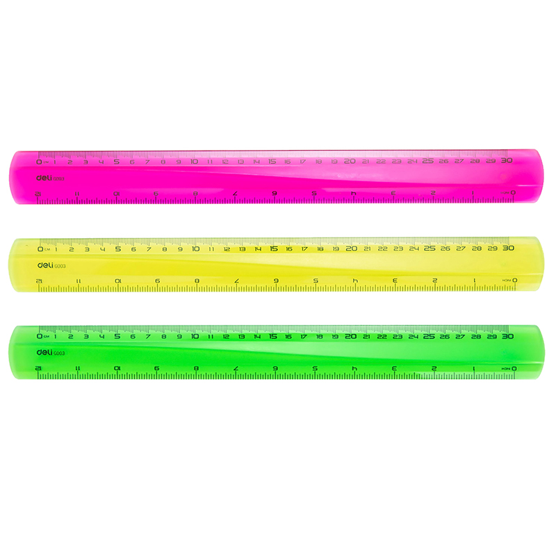 Линейка 30 см пласт. Deli Pioneer, ассорти