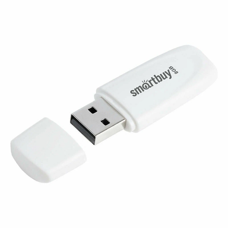 Память USB2.0 FlashDrive 8GB SmartBuy Scout USB, белый