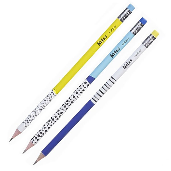 Карандаш ч/г с ласт. HB Хатбер Notes, круглый, дер./6