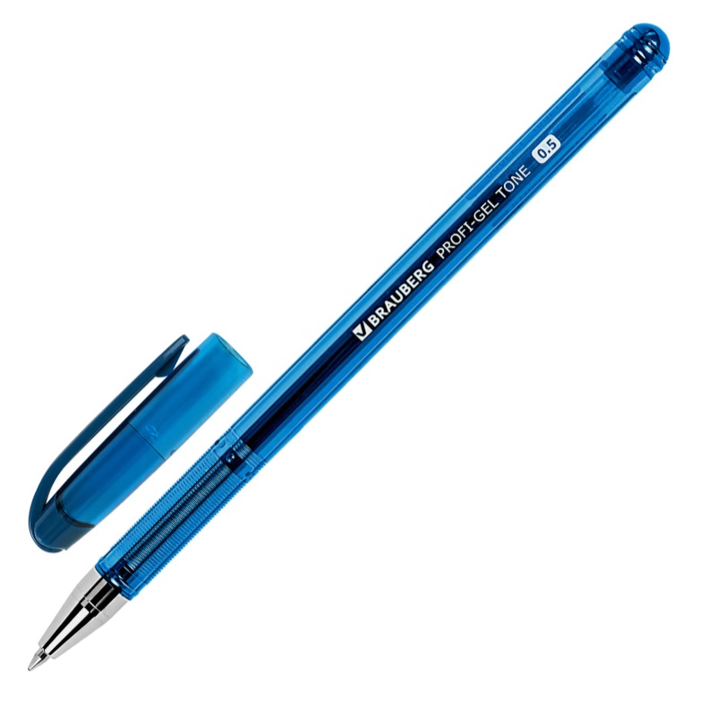 Ручка гел. син. 0,5мм  BRAUBERG Profi-Gel Tone, линия 0,4мм