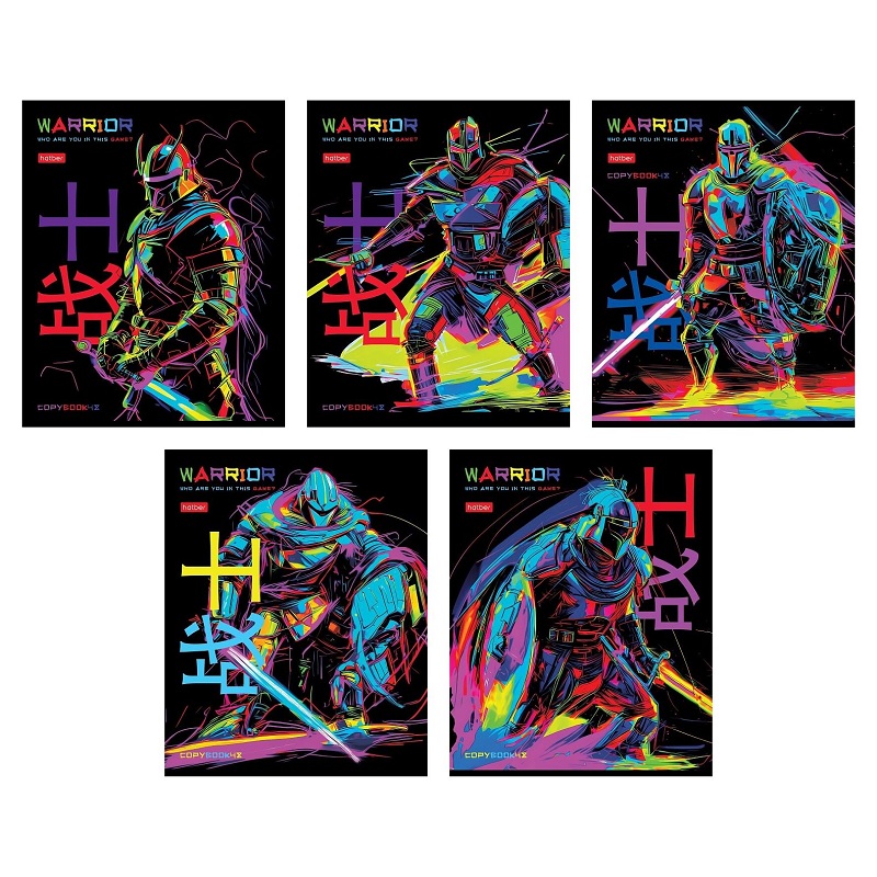 Тетрадь  А5  48л. кл. скоба "Хатбер"Color Warrior", глянц. ламин.,скругл.углы, 5 дизайнов 