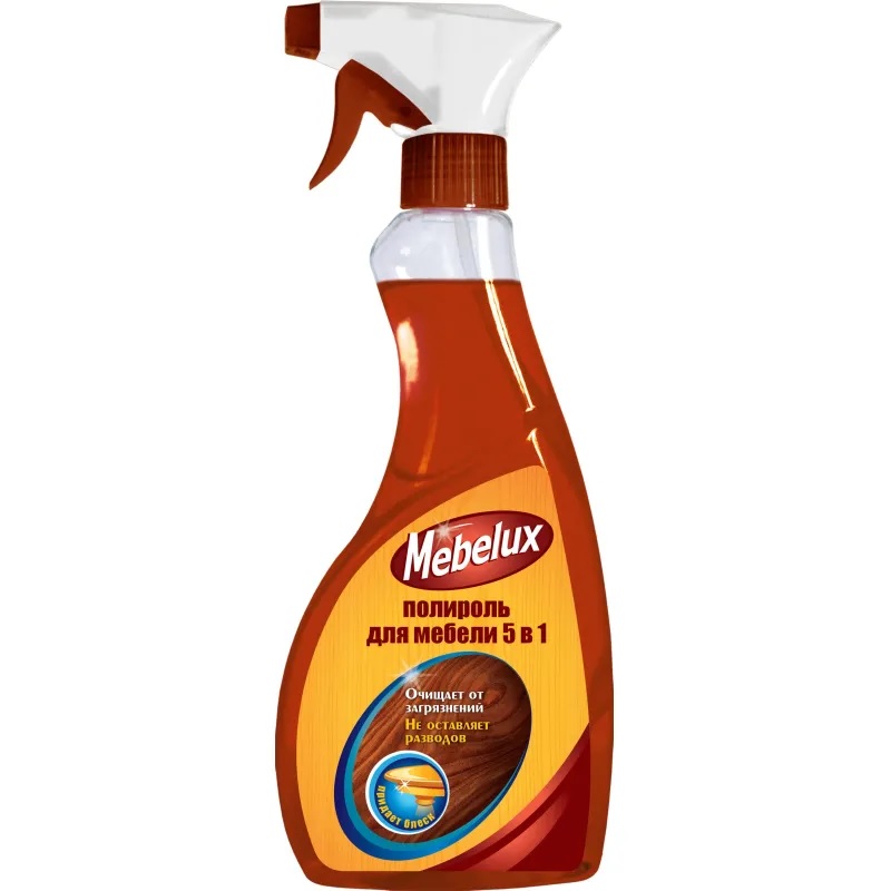 Полироль для мебели "Mebelux" д/любых поверхностей, с антистатиком, 500мл 5 в 1 триггер/12