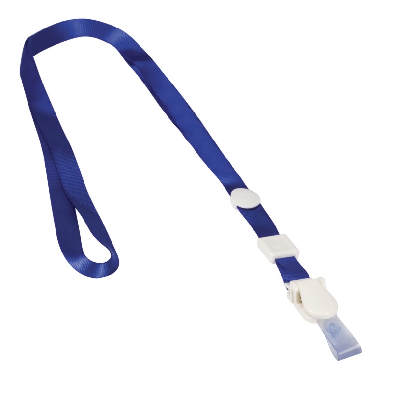 Лента д/бейджа Brauberg, 45см, пластик. клип-замок, съемный, синяя/20