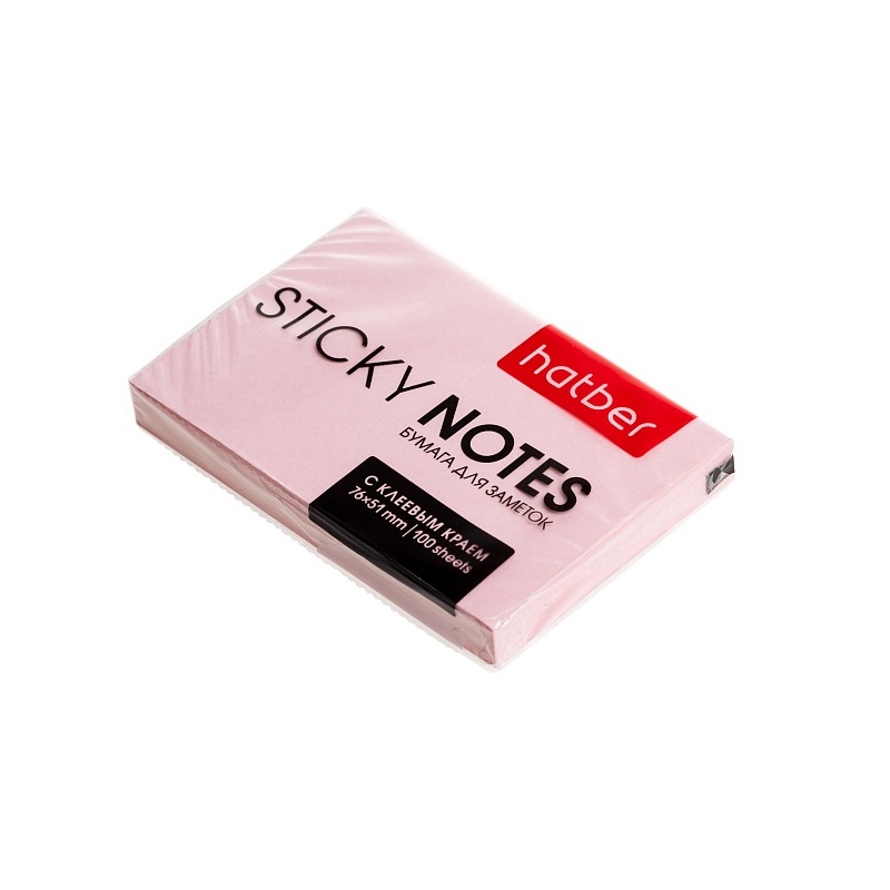 Блок с кл.сл.51*76 Hatber 100л., паст. розовый