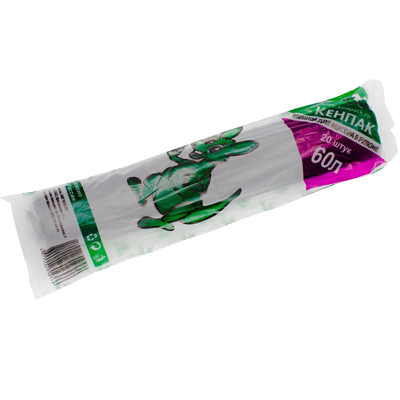 М/Пакеты для мусора  60л  ПНД (20шт), 60х70см, рулон, черные