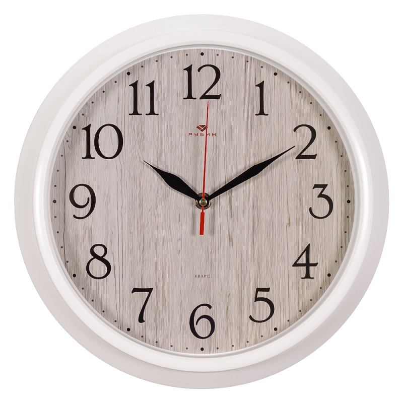 Часы настенные круг "Рубин. Текстура дерева" 30см., белый