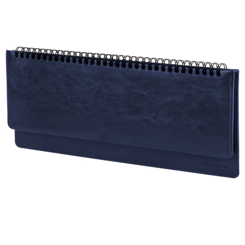 Планинг недат. 305х140, 60л., BRAUBERG "Imperial", гребень, под кожу, синий