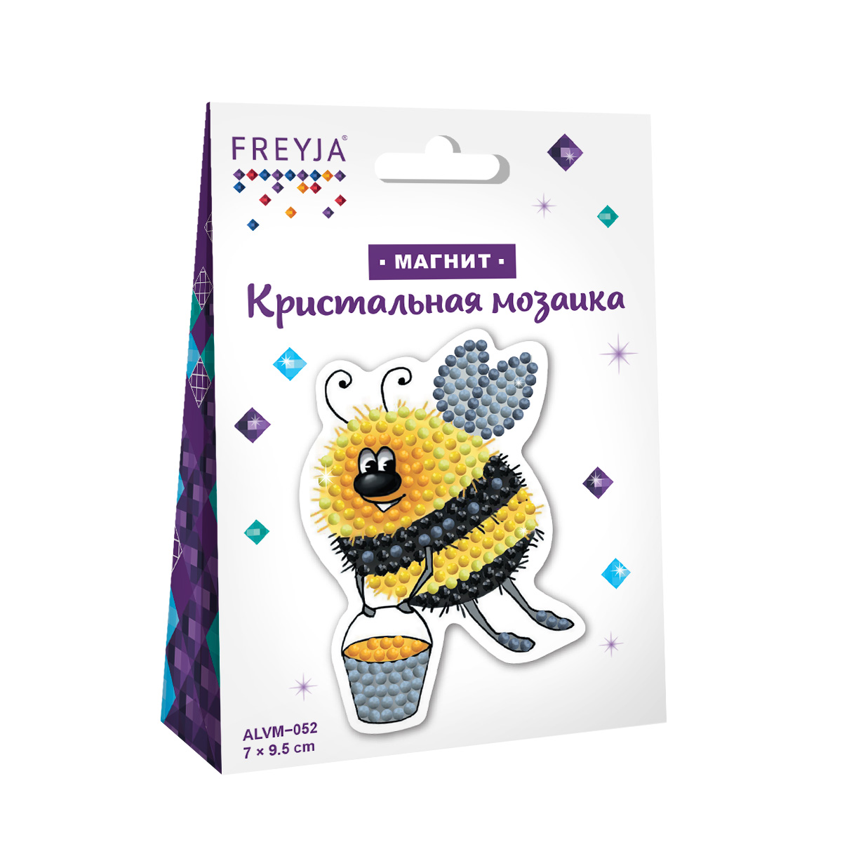 Мозайка Кристальная алмазная "Фрея" Шмель магнит 7х9,5см