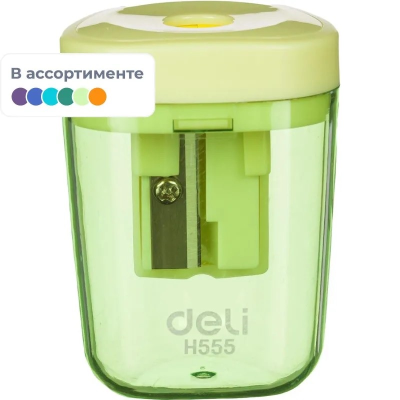 Точилка Deli Macaron 1отв., пласт, ассорти